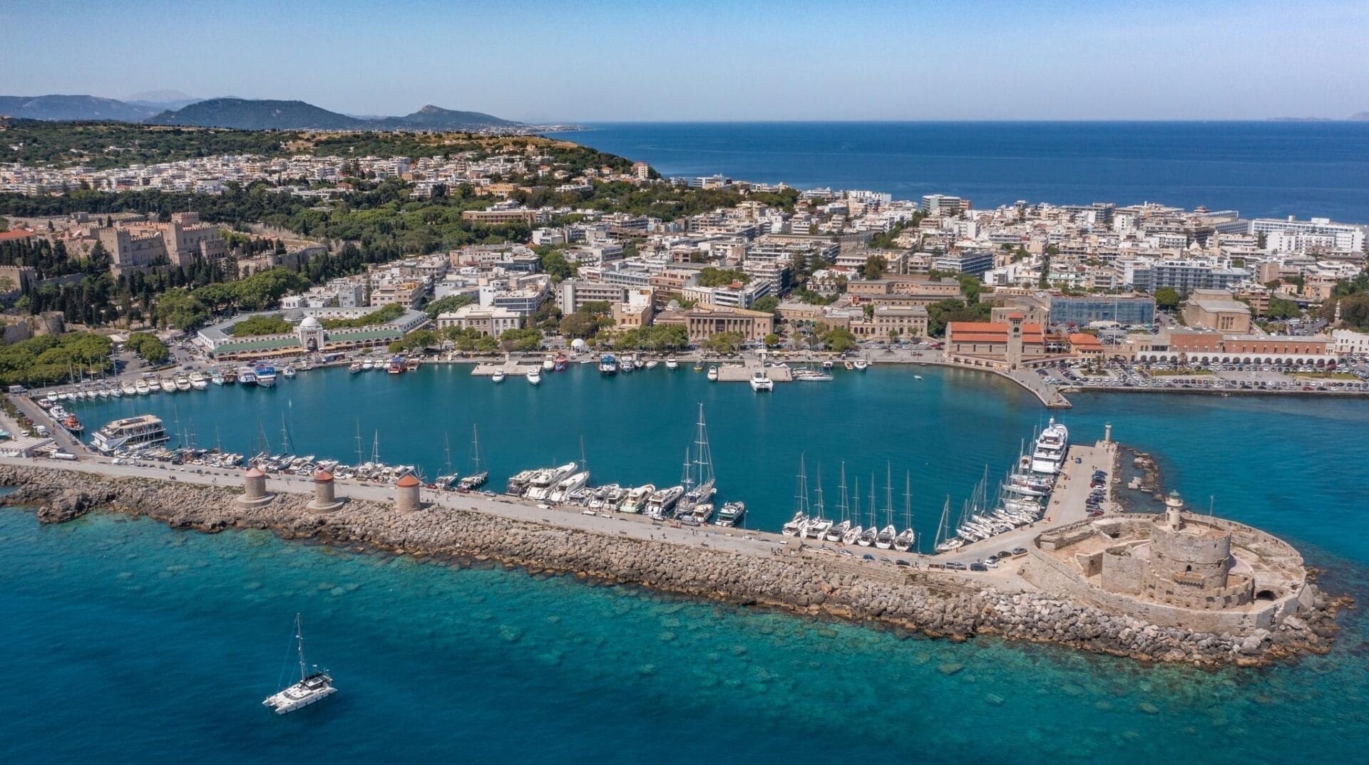 lindos to rhodes boat mandraki aerial